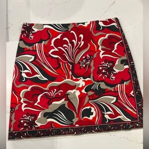 Elie Tahari Red and Gray Floral Skirt